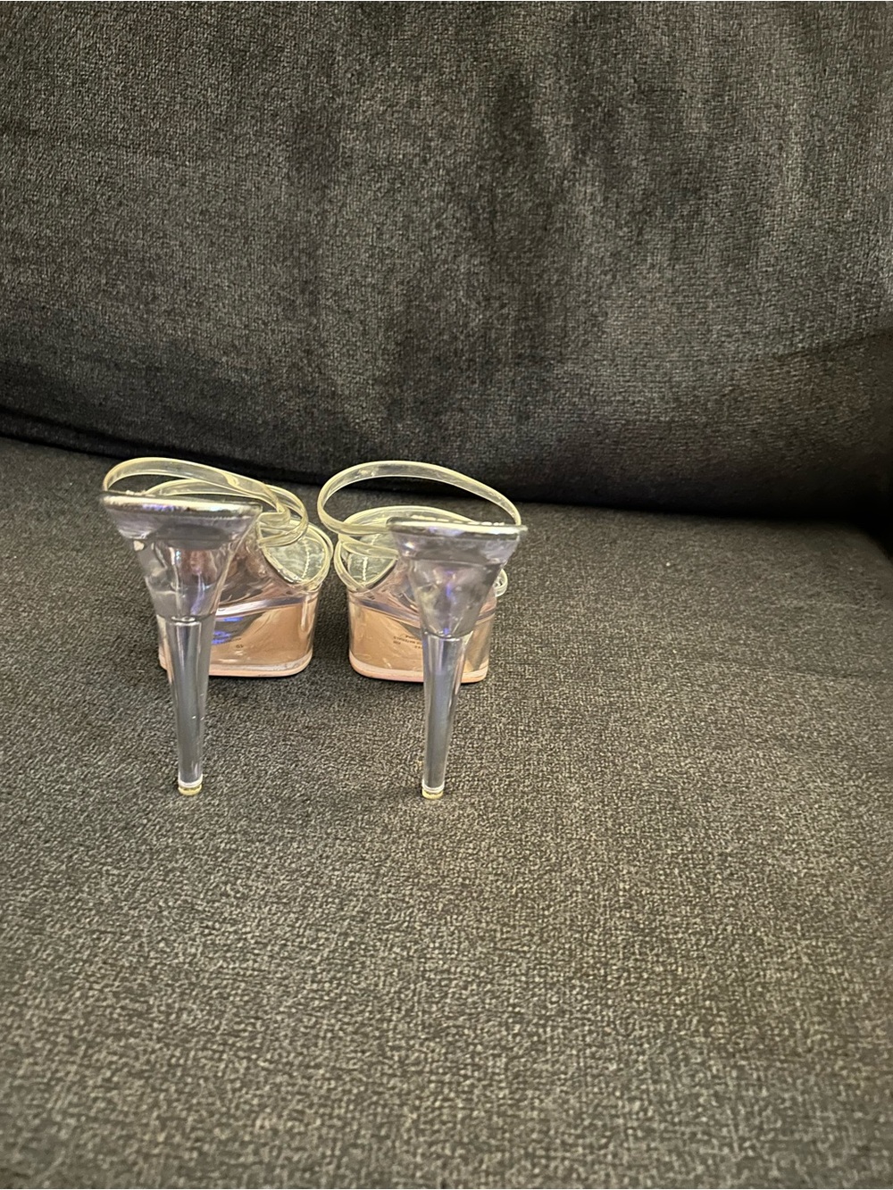 Clear Lucite Stiletto Heels with Clear Straps - Women Shoes